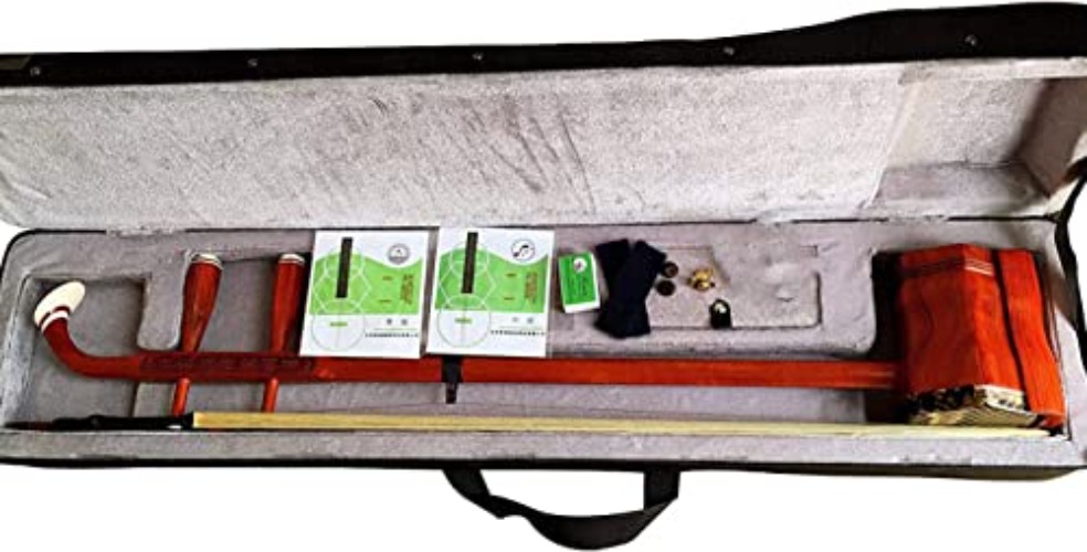LANDTOM Musical Chinese Erhu 2 Stringed Chinese Rosewood Violin Fiddle Instrument Chinese 2 Stringed Instrument with Free Accessories for Beginner Entry Level (A) - Red