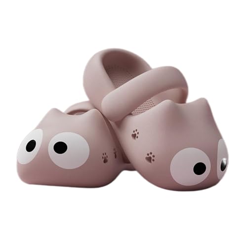 Big Eye Cat Slippers, Funny Cartoon Eva Non-Slip Thick Sole Indoor Outdoor Slides - 6-7 Women/5.5-6 Men - Pink