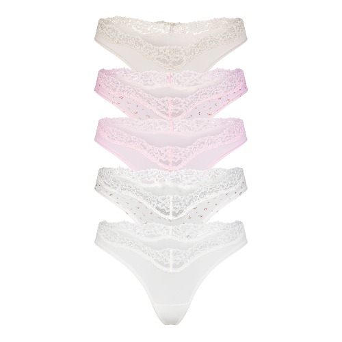 FITS EVERYBODY LACE DIPPED THONG 5-PACK