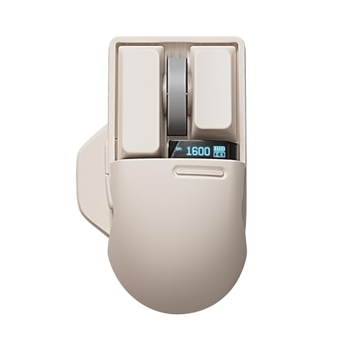 LOFREE Touch PBT Wireless Mouse with USB Receiver, Bluetooth, Wired Connection, Rechargeable, 4000 DPI with OLED Screen Compatible with Glass Surface for Mac Windows PC Notebook/Tofu White 2025 - Tofu Version