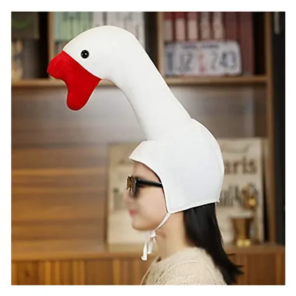 Cute Plush Hat Funny Novelty Plush Animal Fruit Hat Mask Cap Photo Props Dress Up Hat Cosplay Halloween Party Costume Headgear (Goose)