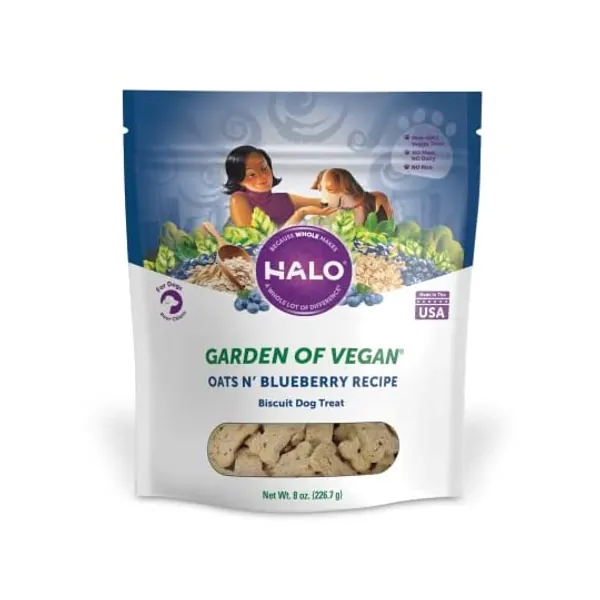 Halo Garden of Vegan Dog Treats, Training Treats for Dogs, Healthy, Low Calorie, 8oz Bag