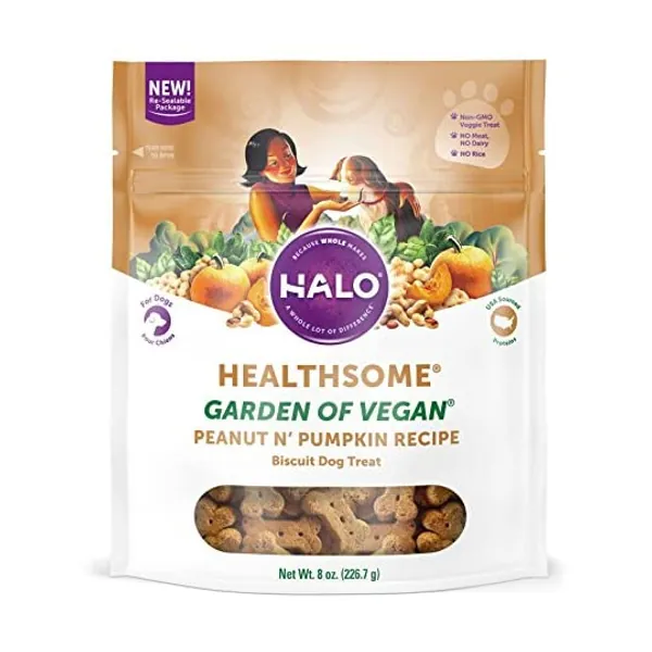 
                            Halo Garden of Vegan Dog Treats, Training Treats for Dogs, Healthy, Low Calorie, 8oz Bag
                        