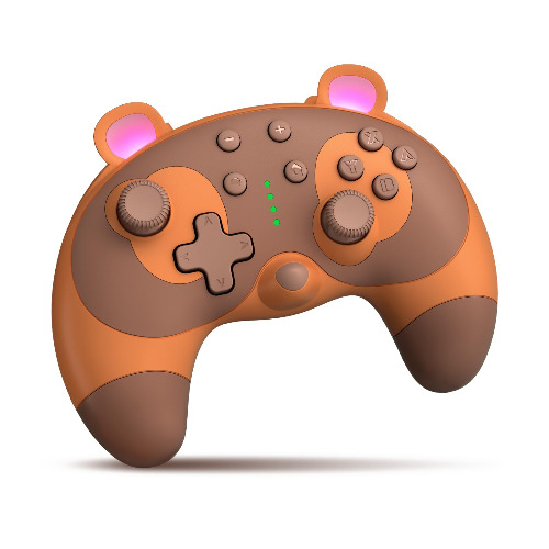 PowerLead Switch Controller - Mando inalámbrico para Switch/Switch Lite/OLED - Mando Pro de simpático mapache con función Turbo/Motion Control/Wake-up, vibración ajustable