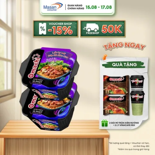 Combo 2 Hộp Omachi Lẩu Tự Sôi Bắp Bò Riêu Cua 276g