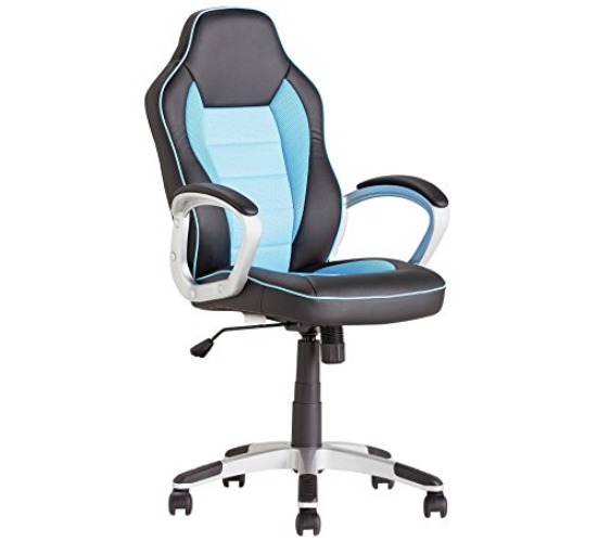 CHAIRMART Office Chair Home Computer Desk Chair Gaming Chair Swivel PU Leather Curved Back POSTURE Design New (TurqBlue)
