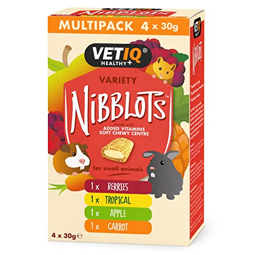 VETIQ Nibblots Treats for Small Animals, Variety (4x30g), Rabbit Food, Guinea Pig Food, Hamster Food, Gerbil Food, Rat Food, Healthy Treats for Skin and Coat