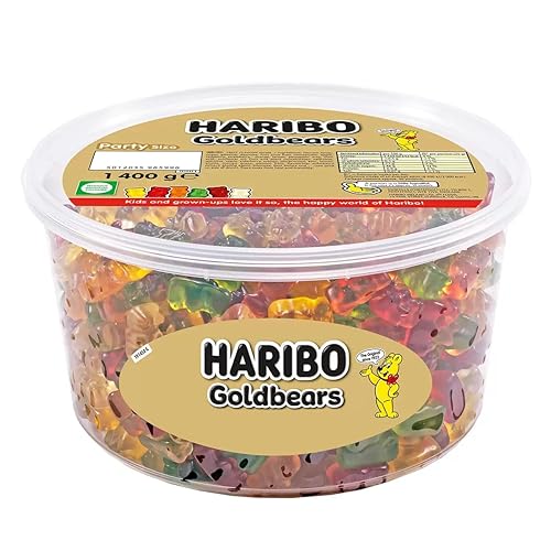 HARIBO Haribo Gold Bears Giant Party Size Tub 1400 Grams of Teddy Bear Gummies