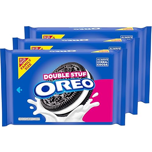 OREO Double Stuf Chocolate Sandwich Cookies, Family Size, 3 Packs - Chocolate - 3 Count (Pack of 1)
