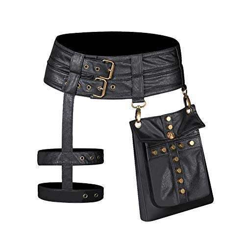 Waist Bag Belt Purse Fanny Pack Crossbody Motorcycle Hiking Phone Holder Wallet Vintage Leather Casual Fashion Daypack Gothic Festival Costume Hip Pouch for Women Men (Cox) - Cox