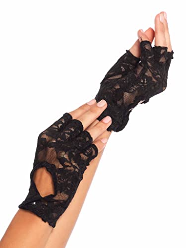 Leg Avenue Women's Lace Keyhole Fingerless Gloves - One Size - Black