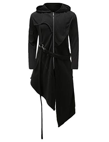 Crubelon Men's Steampunk Vintage Tailcoat Jacket Gothic Victorian Frock Uniform Halloween Costume - X-Large - Black
