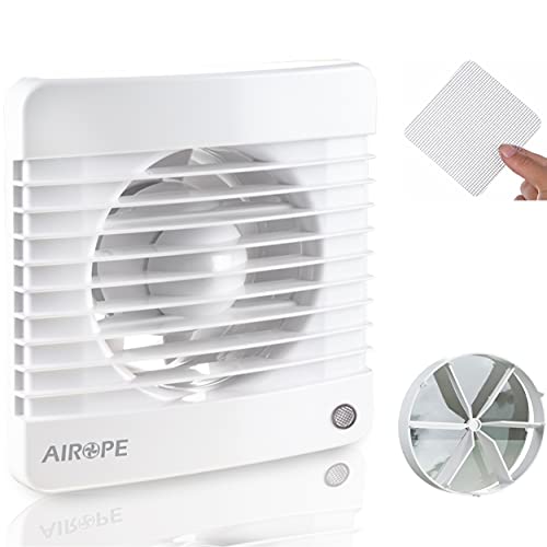 Airope,Ventilador extractor de baño aire 125 mm Silencioso con válvula Anti retorno + mosquitera integrada,9.1 W,Ideal para baño,cocina,inodoro,silencioso,bajo consumo