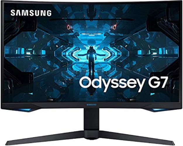 SAMSUNG 27" Odyssey G7 Series WQHD (2560x1440) Gaming Monitor, 240Hz, Curved, 1ms, HDMI, G-Sync, FreeSync Premium Pro, LC27G75TQSNXZA, Blue - 27-inch - QHD, 240Hz