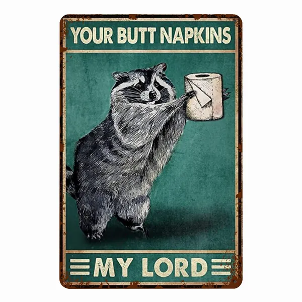 Tinsigngift Your Butt Napkins My Lord 8x12 Inch Metal Tin Sign Vintage Home Office Poster Bar Pub Cafe Decorative Plaque Home Decor Poster Arts, White - 