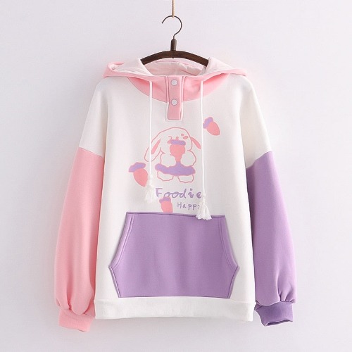 Foodie Bunny Hoodie - Pink