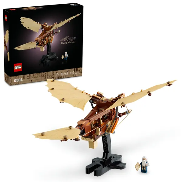 LEGO Icons Leonardo da Vinci’s Flying Machine Model Kit for Adults, Office or Home Room Decor Building Set, 3D Puzzle for Men and Women who Love History 10363