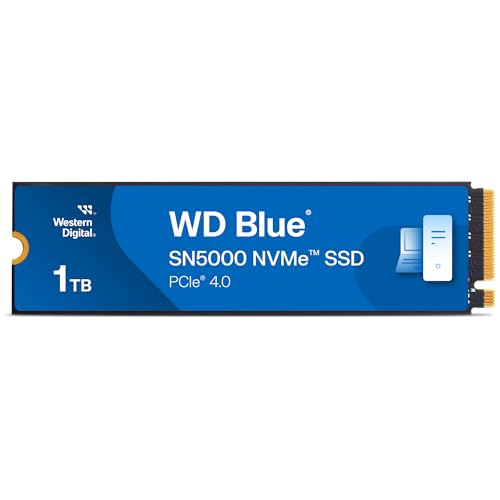 Western Digital 1TB WD Blue SN5000 NVMe Internal Solid State Drive SSD - PCIe Gen 4.0, M.2 2280, Up to 5,150 MB/s - WDS100T4B0E - 1TB - New Generation