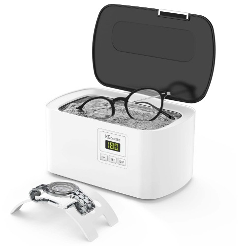 KECOOLKE Ultrasonic Jewelry Cleaner, 600ml Sonic Cleaner with Digital Timer for Eyeglasses, Rings, Coins，Silver，Denture Ultrasonic Cleaner Solution for Gifts - 600mL