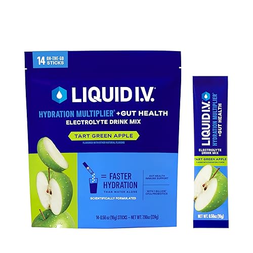 Liquid I.V.® Hydration Multiplier® + Probiotic Kombucha - Tart Green Apple - Hydration Powder Packets | Electrolyte Drink Mix | Easy Open Single-Serving Stick | Non-GMO | 14 Servings (Pack of 1) - 14 Servings (Pack of 1)