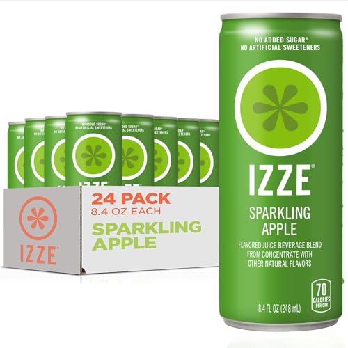 IZZE Sparkling Juice, Apple, No Added Sugars, No Preservatives, Non-GMO, 8.4 Fl Oz Can (Pack of 24) - Apple - 8.4 Fl Oz (Pack of 24)