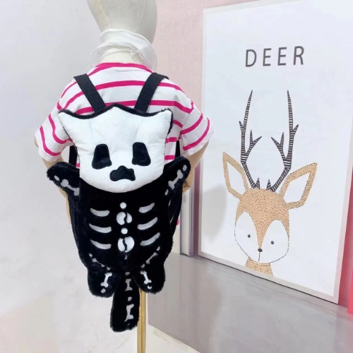 Gothic Skull Plush Backpack - Black