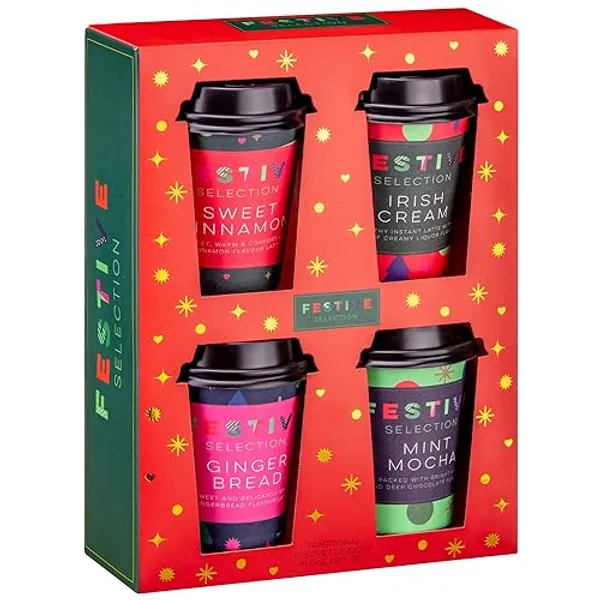Festive Coffee Collection Boxed Gift Set Mini Cups Instant Coffee 4 x 22g