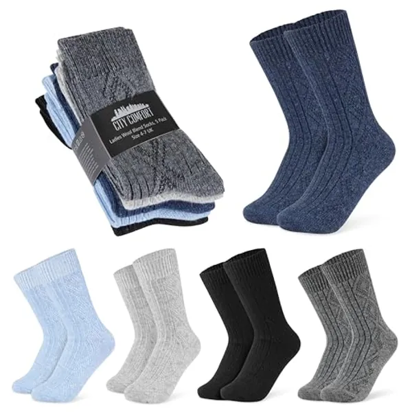 CityComfort Womens Calf Socks, Multipack of Wool Blend Socks - Womens Gifts