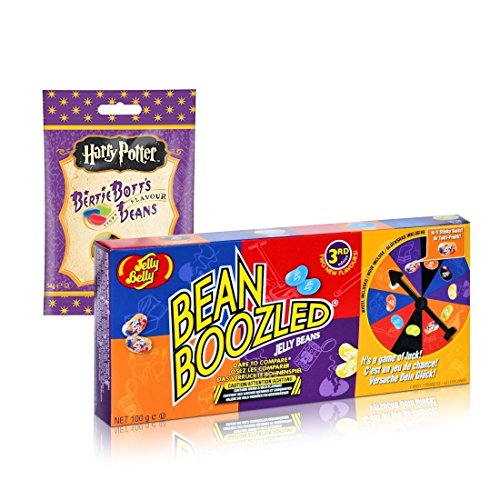 Jelly Belly Bean Boozled Jelly Beans Spinner Gift 3.5 Oz (100g) + Harry Potter Bertie Botts Every Flavour Jelly Beans 1.9 Oz (54g) - Jelly Beans - 2 Piece Set
