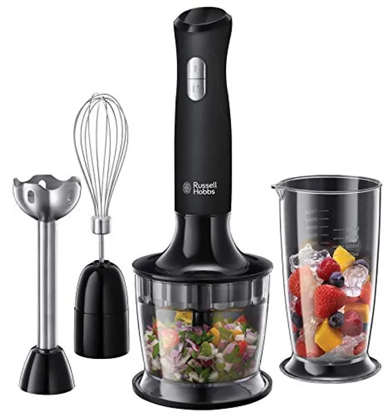 Russell Hobbs Desire 3 in 1 Electric Hand Blender, Fruit & Veg Mini Chopper & Whisk attachment, Stainless steel blending leg, whisk & blades, 500ml capacity chopping bowl & 700ml beaker, 500W, 24702