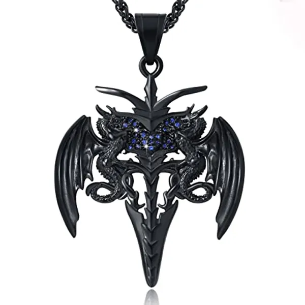 YAMI Angle Wings Necklace for Men, Guardian Angel/Dragon/Crow/Octopus Pendant Anime Necklace,316 stainless steel cast necklace