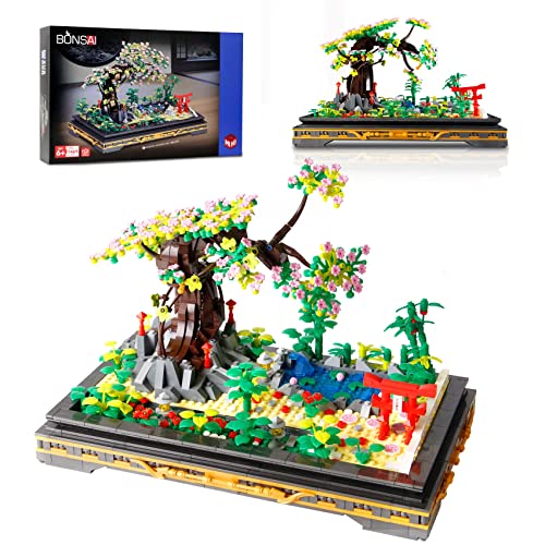 B&LHCX 1469PCS Creative Cherry Blossom Tree Bonsai Kit,Japanese Style Sakura Building Blocks,Enjoy Your Own Beautiful Display,Meaningful and Exquisite Set Gift for Kids Adults. - 1469pcs