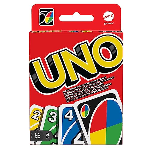 Mattel Games UNO, classic card games of matching colours and numbers, with wild cards for extra action, W2087 - Multicolor - Single