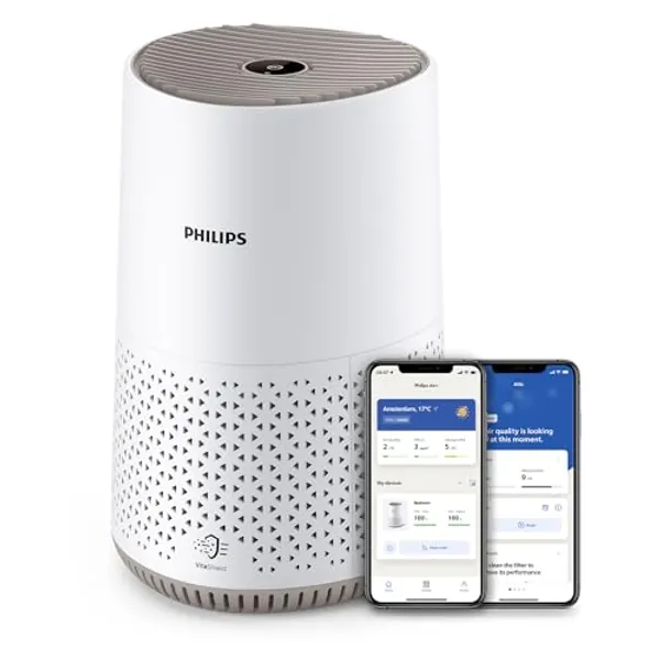 Philips Air Purifier 600 Series, Ultra-quiet and energy-efficient, For allergy sufferers, HEPA filter removes 99.97% of pollutants, Covers up to 44m2, App control, White (AC0650/20) - up to 44 m2 - Wifi connected