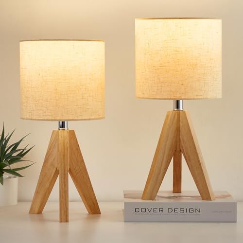 Wooden Tripod Lamps - Beige