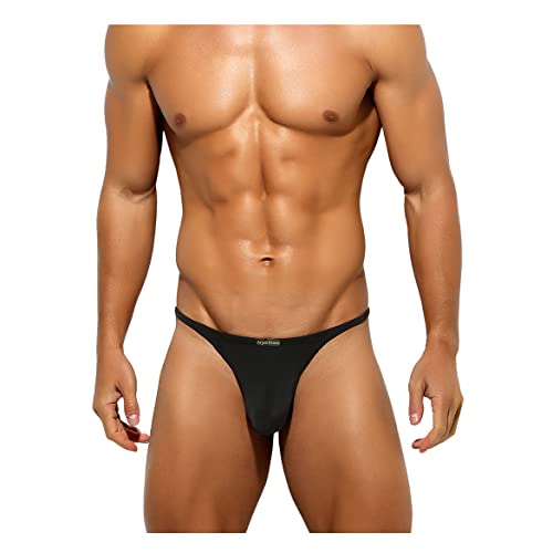 Arjen Kroos Men's Sexy Thong Pouch Underwear Low Rise G-String Bikini - Large - A1-black