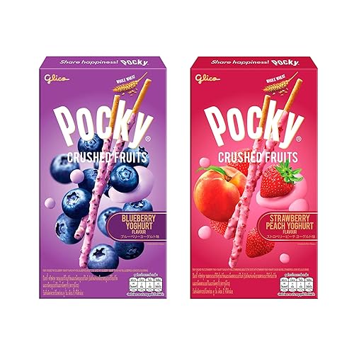 Pocky Crushed Fruits (Pack of Two) - Strawberry Peach Yoghurt Flavour & Blueberry Yoghurt Flavour