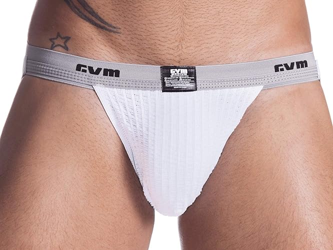 GYM 1" Waistband Swim/Run Jockstrap - Medium - White