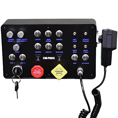 SIM-PANEL Classic ATS/ETS2 Button Box for American Truck Simulator (ATS/ETS2 Button Box w/Communications and VESA Compatibility) - ATS/ETS2 Button Box w/Multiplayer push-to-talk and VESA Compatibility