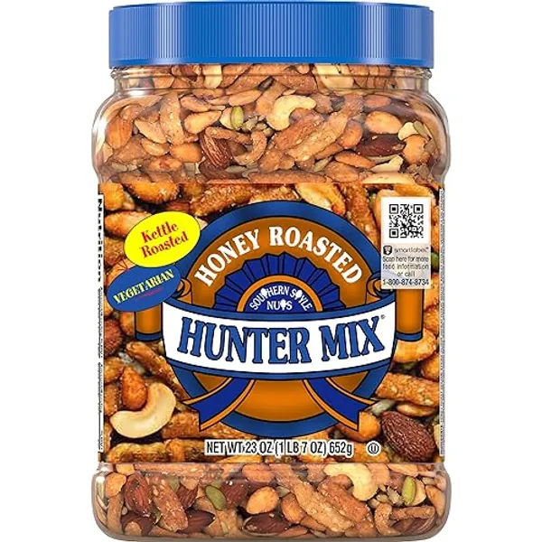 Southern Style Nuts Honey Roasted Hunter Mix, 23 Ounces, Sesame Sticks, Peanuts, Sunflower Kernels, Almonds, Cashews, and Pepitas