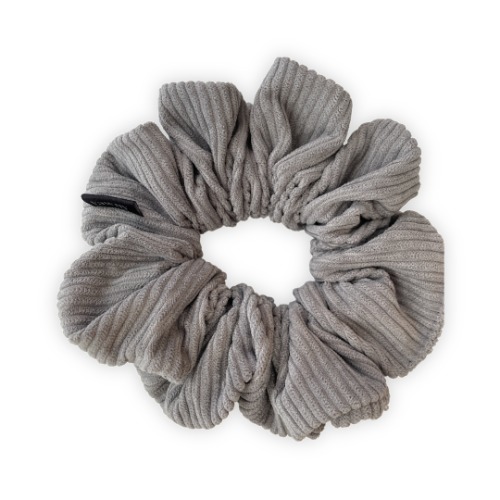 Grey Thick Corduroy Scrunchie - luxe