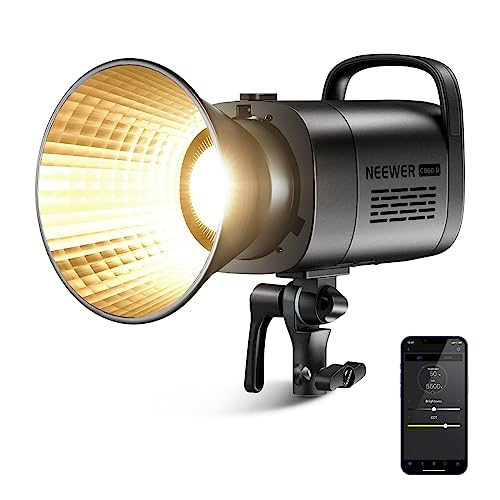 NEEWER CB60B 70W LED Studiolight 2,4G/APP Steuerung,COB Bi-Color Studio Dauerlicht 2700K-6500K 34000Lux@1m/CCT Modus/CRI97+/12 Szenen Bowens Halterunguns für Fotografie Videobeleuchtung