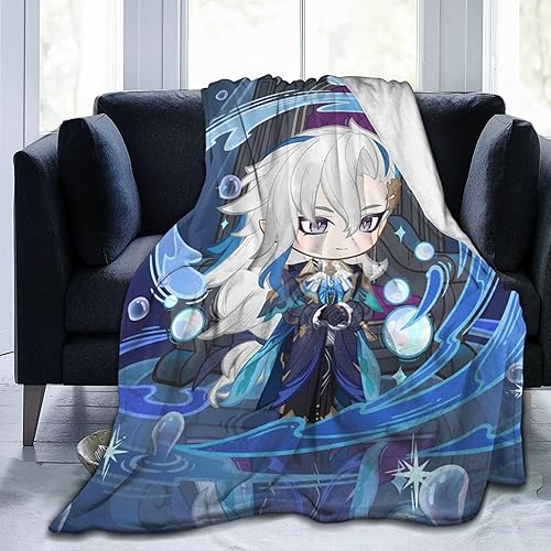 PGTTWOOD Cute Chibi Plush Blanket Ultra Soft Game Flannel Fleece Blanket Lightweight Warm Throw Blanket Decoration Gift (Neuvillette Blanket) 50""x40"" - Neuvillette - 50x40 Inch