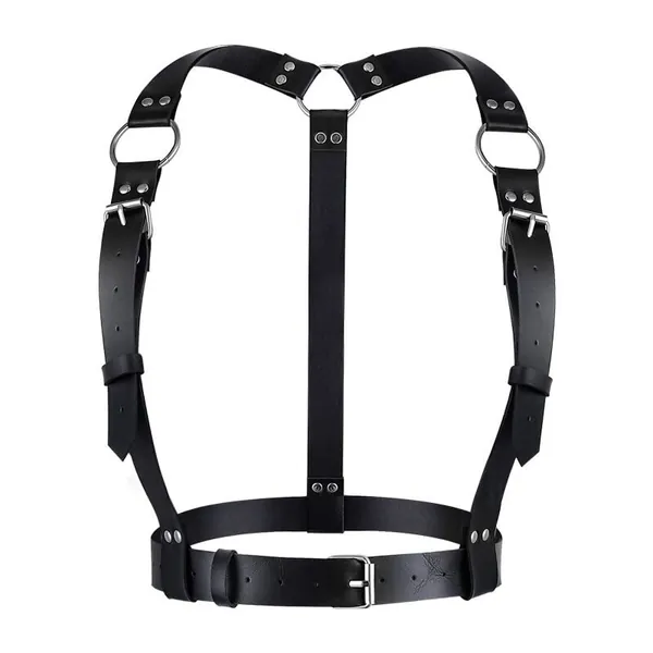 Leather Belly Waist Chain Black Body Chain Harness Chain Belt Shoulder Straps Party Nightclub Porm Body Jewelry for Women and Girls (A) - A