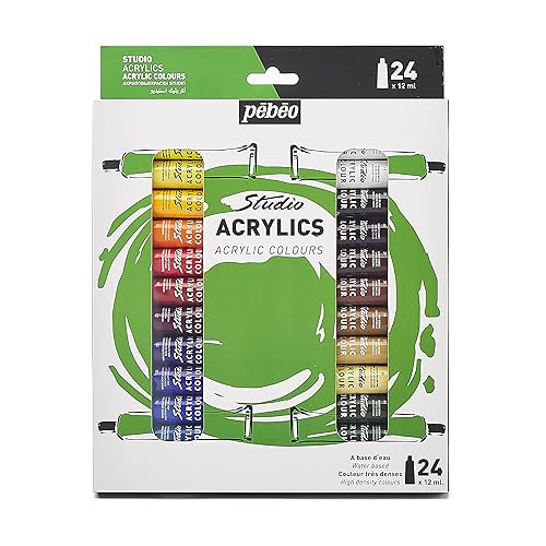 Pebeo - Studio Acrylics - Acrylfarben-Set in Profiqualität - 24 Tuben, 12 ml - 12 ml (24er Pack)