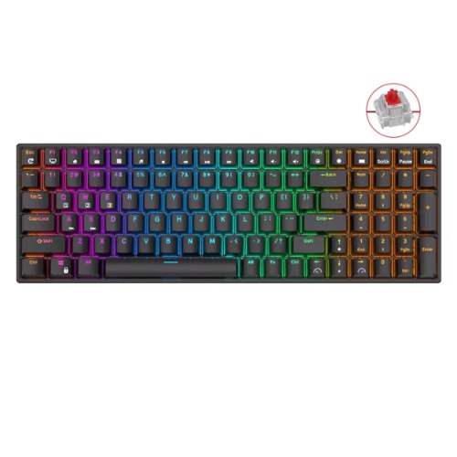 Royal Kludge RK100 Tri-Mode RGB 100 Keys Hot Swappable Mechanical Keyboard Black (Red Switch) | Default Title