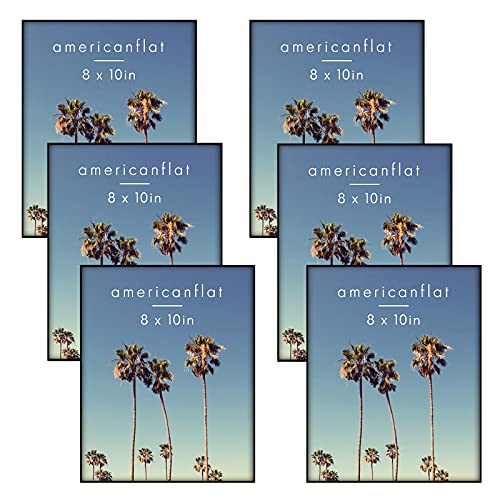 Americanflat Front Loading 8x10 Picture Frames in Black - Set of 6 - Thin Photo Frames with Shatter-Resistant Glass and Pop-In Easel Stand for Horizontal and Vertical Display - 6 Pack - Without Mat - 8x10