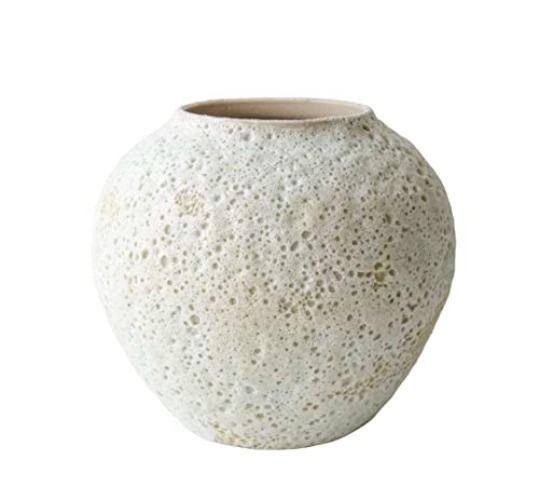 CozyWel White Ceramic Vase Flower Vase, Big Textured Vase for Centerpieces, Kitchen, Living Room, Bedroom Decor Gifts (8" x 8.5" x 8.5") - Pearl White