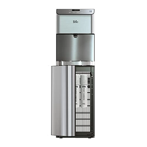 Brio Moderna Self-Cleaning Touchless Bottleless Water Cooler Dispenser - with 3-Stage Water Filter and Installation Kit, Motion Sensor, Tri Temp Dispense, and LED Night Light - UL Approved - Silver - 3 Stage Filteration