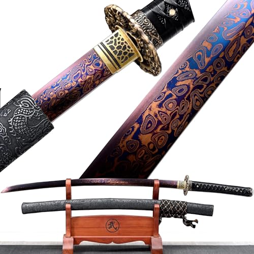Handmade Authentic 1095 High Carbon Steel Japanese Samurai Sword Full Tang Real Sharp Dragon Katana Cool Weapons Combat Ready - Black Dragon Katana
